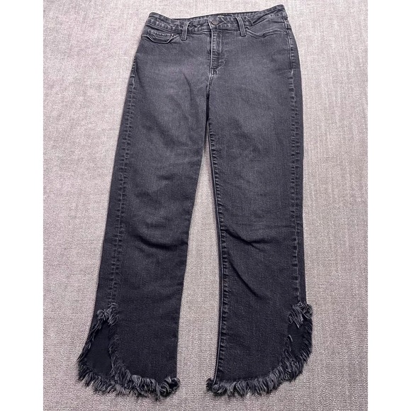 PAIGE Denim - Paige Hoxton Straight Ankle Jeans Women 28 Black Denim Cotton Stretch Frayed Hem